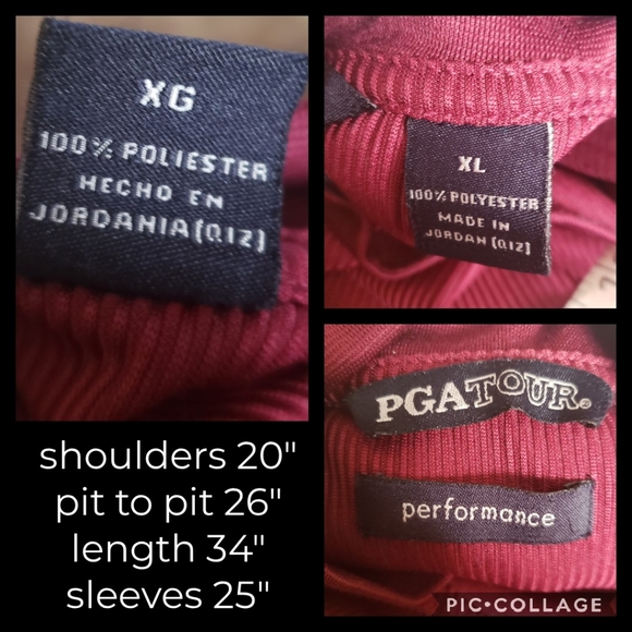 PGA TOUR GOLF PERFORMANCE BURGUNDY MOCK NECK XL - Picture 5 of 5